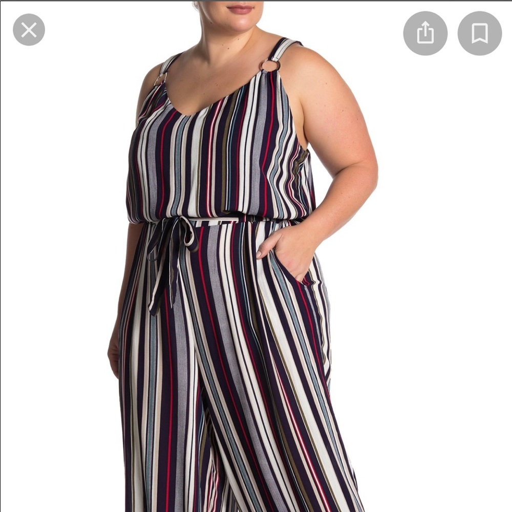 Printed Waist Tie Jumpsuit (Plus Size)